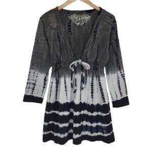 Tie Dye Y2K Long Sleeve Mini Dress Women’s Size XL Gray Black by Wild at Heart